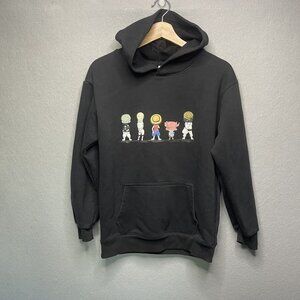 Anime-Inspired One Piece Black Hoodie Featuring Iconic Character Silhouettes In